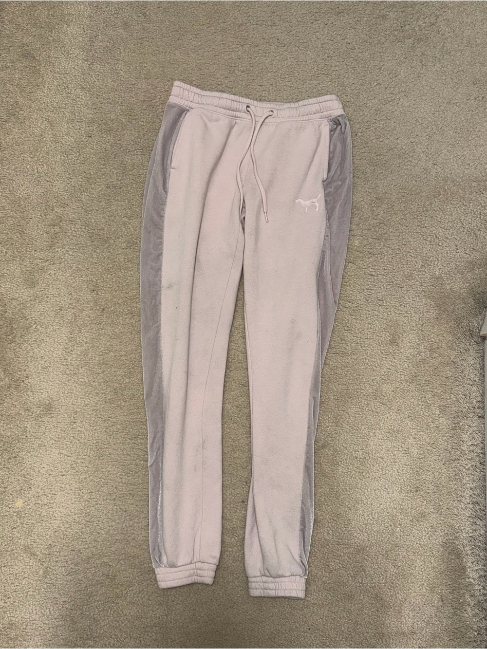 PINK Victoria's Secret Light Pink Joggers with Gray Side Panels